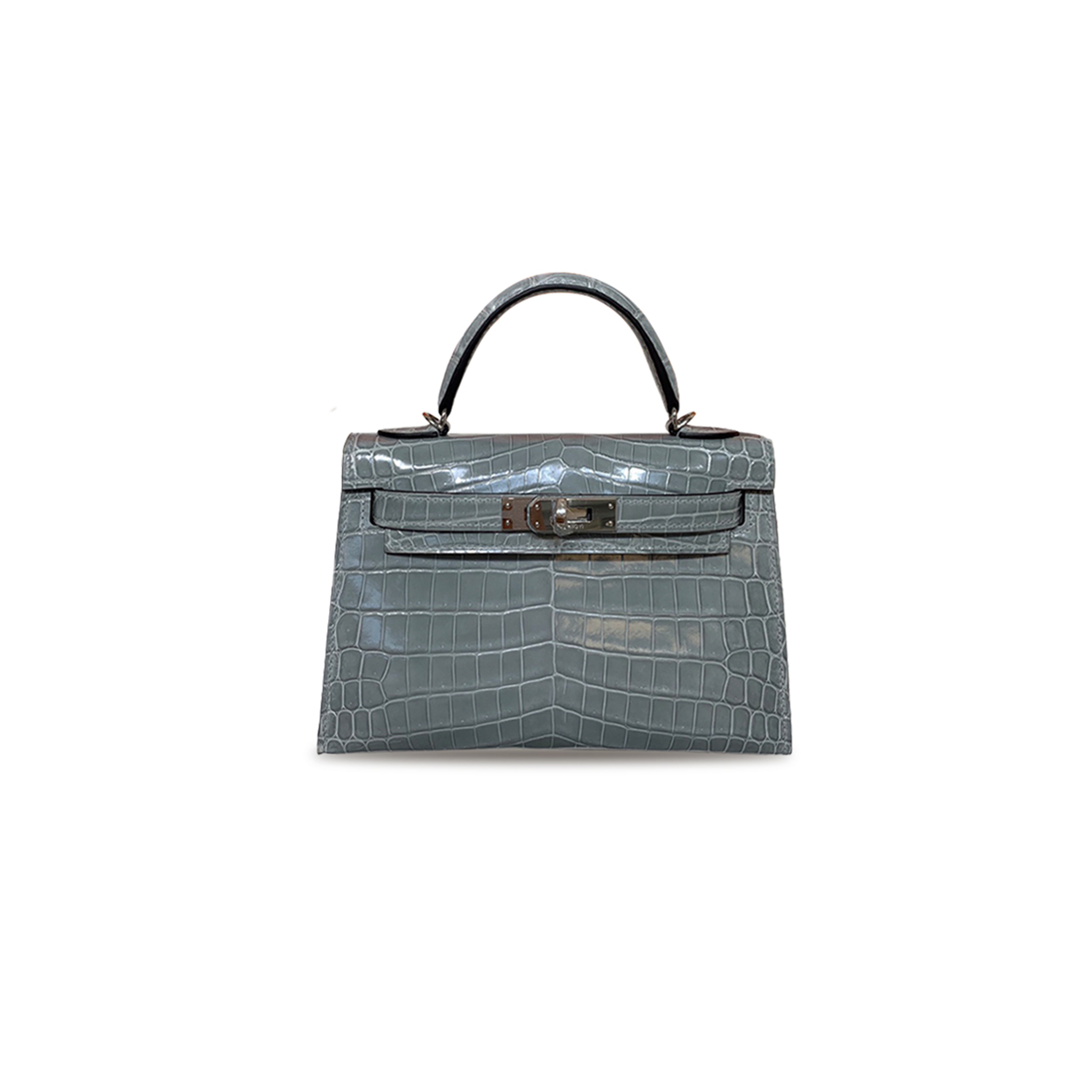 HERMÈS MASTER MINI KELLY II SHINY CROCODILE LEATHER (19*12*5.5cm)